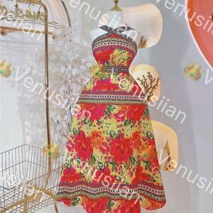 Sexy Floral Halter Maxi Dress C fashion Dress Women's Clothing